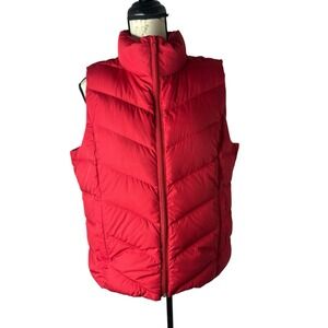 Lands End Down Puffer‎ Vest Womens L/P 14-16 Sleeveless Red 80/20